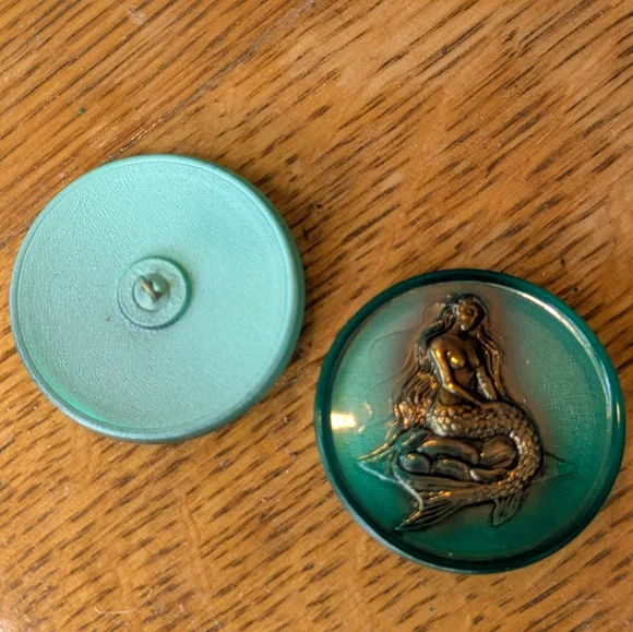 Large Vintage Mermaid Design Czech Glass Button - Picture 5 of 7